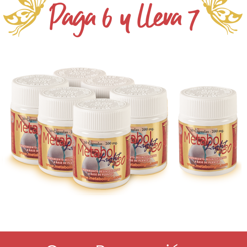 Promoción Metabol Light 30 6 Tarros X 30 caps + 1 Tarro obsequio