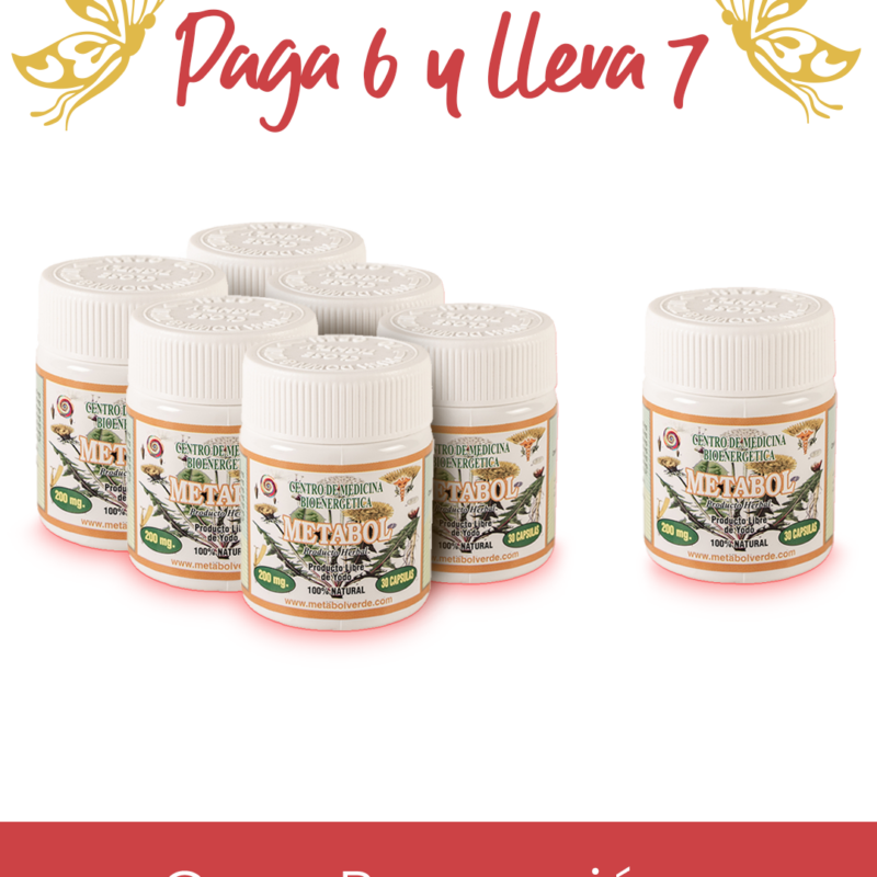 Promoción Metabol Verde 6 Tarros X 30 caps + 1 Tarro obsequio